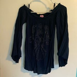 EUC navy off shoulder top